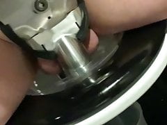 Devilbondageslave in chastity drinking his own piss