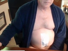 Horny Grandpa Wanking His Big Hard Cock