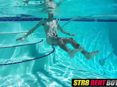 Sexy pool swimming & prick wanking with slim twink