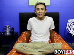 Cute asian twink Ty Neiman splashing hot cum on himself