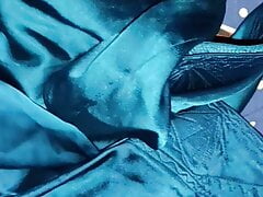 Handjob with blue satin silky salwar of nurse (20)