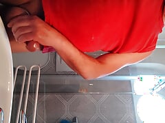 Pissing in bathroom