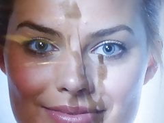 Cum tribute on Margot Robbie face