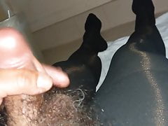 Black shiny pantyhose