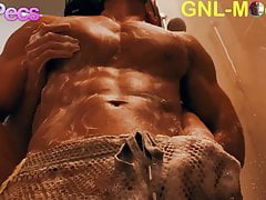 Hot Muscle man in the shower gets nipple played!