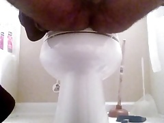 Ass play and jerk session in the bathroom