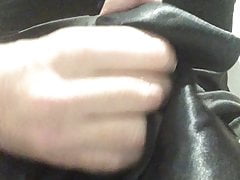 Black Satin Shirt Wank & Cum