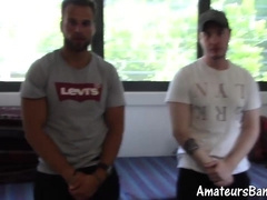 Young and sexy jocks moan during passionate mutual blowjobs