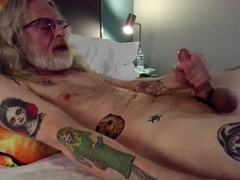JerkinDad14 - Granddad Milks His Meaty Slimy Poz Bone In Motel Bedroom & Shoots A Pile Of Spooge