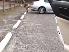 BEARDED Dildo fuck in perking area