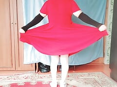 +18 Uncensored Crossdresser Mommy's Dress Dancing Nude Striptease Hot Booty Blonde Redhead Homemade Amateur Pornstar Model