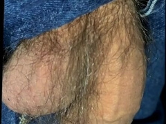 Sinewy Man Rod Drapes Out Of Denim Close-Up