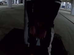 man stroking off in a engaged parking bunch