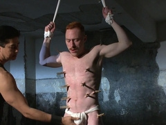 Roped male is ready to endure his sexual punishment in a rough maledom