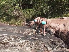 Well built young men fuck hot on beach