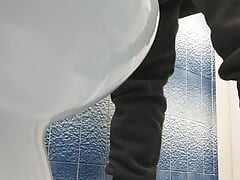 Piss in bathroom big dick no hands