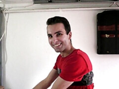 POV BJ session featuring a dark-haired bottom