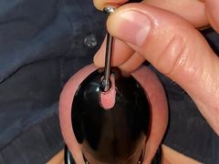 POV PUTTING PENIS PLUG IN MY LOCKED COCK