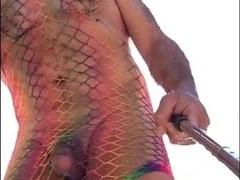 size matters - Sissy with with lil beef whistle and yam-sized rigid-on outdoor