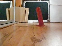 Dildo practice on the floor  hands behind back