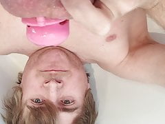 Faggot pissing in his face