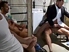 Jerking off in front of three lads before the foursome