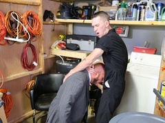 Janitor gags the school principal and fucks his ass in lustful rounds