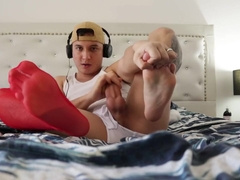 Latino Touches His Cock In Sheer Socks