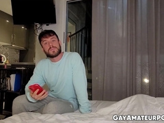 Bros bearded buddy Manuel Reyes POV rides my thick shaft on my bed