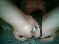 Playing with my hole and caged cock