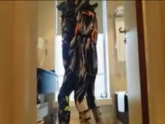 Bikers in the bathroom