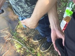 Whipped out a massive cock in public for some steamy action