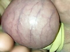 Jerk off with tied balls and moaning cumshot