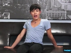 Watch this dark-haired twink with a rim job and a cumshot!