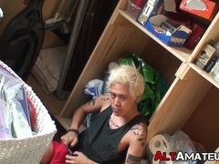 Asian punk working on his ass and cock with pleasure
