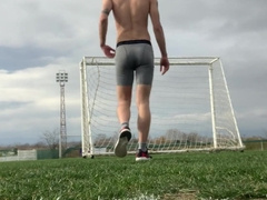 Public fap off on soccer realm