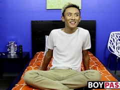 Adorable blonde asian twink Ty Neiman jerks off his cock