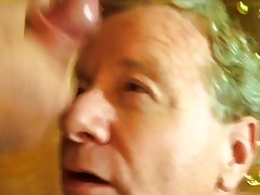 Slow Motion Video Old Faggot Gets Cum Facial