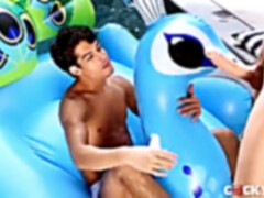red-hot youngster studs Fuck on a Pool Toy