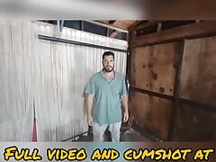 Hot Bodybuilder Working out and Masturbating in Garage - Big Dick
