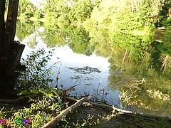 Very publicly on a bench by the lake I jerk off my juicy foreskin cock. Gay outdoor fun deluxe.