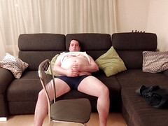 Chubby guy in jeans