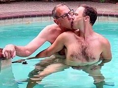 Gay pool, older younger bareback, twink outdoor