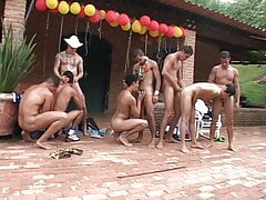 A group of sexy studs fuck each other's assholes for fun