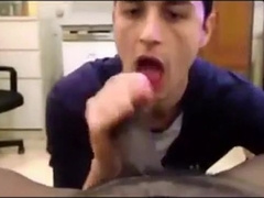 dude enjoys sucking a big black cock 5