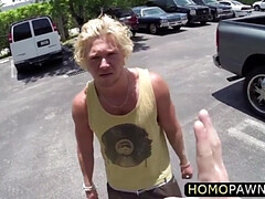 Hot muscular surfer guy takes group sex for some cash