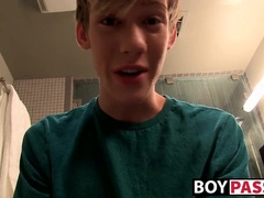 Goergeous twink Tyler Thayer stroking his big meat at home