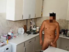 I masturbate in the hostel kitchen