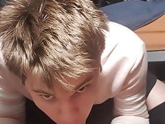 Aussie sissy bitch sucking dildo