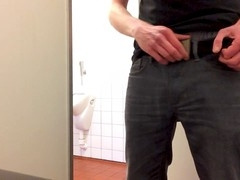 Peeing and cumming in a public restroom
